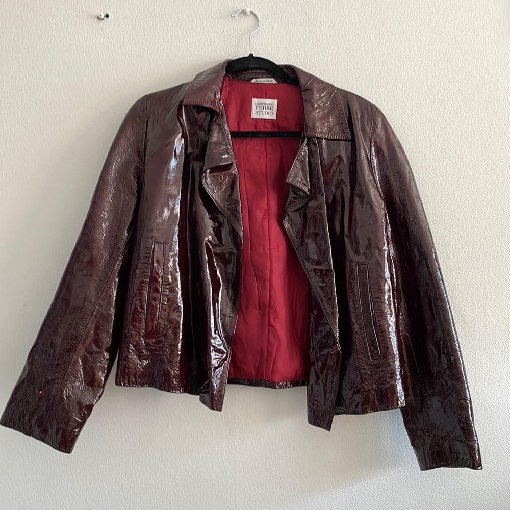 Vintage GianFranco Ferre Patent Leather Burgundy Jacket